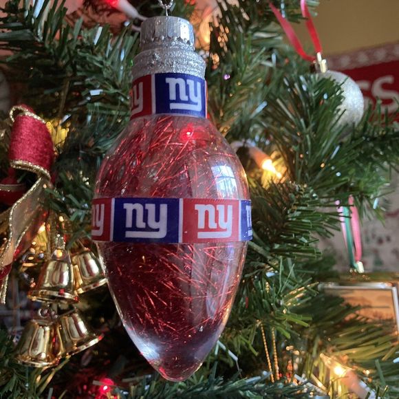 New York Giants Tinsel Light Bulb Hanging Christmas Ornament 6” x 3” - Picture 7 of 8